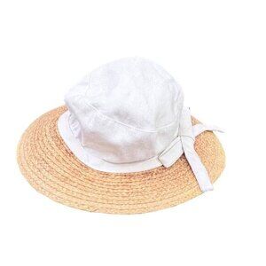 Summer Bucket Hat Natural Raffia Cotton Lined Beach‎ Travel Cruise Garden Farm